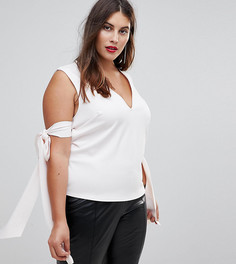 Топ с глубоким вырезом ASOS CURVE-Розовый