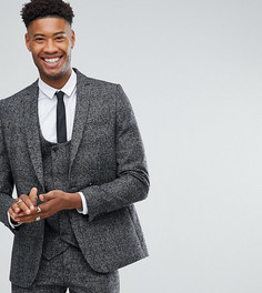 Приталенный пиджак в клетку с добавлением шерсти ASOS TALL-Черный