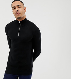 Черный джемпер средней плотности с молнией до груди ASOS DESIGN Tall