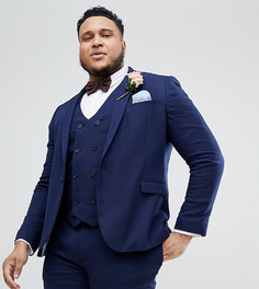Темно-синий фактурный приталенный пиджак ASOS DESIGN Plus Wedding