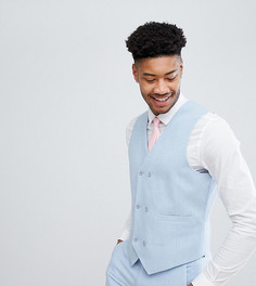 Нежно-голубой приталенный жилет с принтом на подкладке ASOS TALL Wedding-Синий
