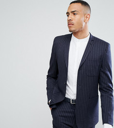Темно-синий пиджак скинни в тонкую полоску ASOS TALL