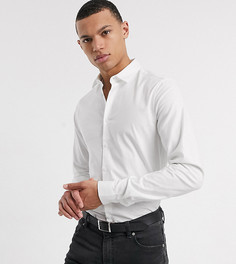 Облегающая эластичная оксфордская рубашка белого цвета ASOS DESIGN Tall-Белый