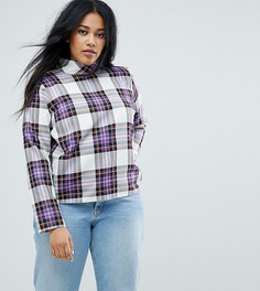 Лонгслив в клетку с воротником-стойкой ASOS CURVE-Мульти
