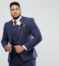 Синий супероблегающий пиджак в клеточку ASOS DESIGN Plus