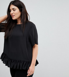 Футболка с оборкой ASOS DESIGN Curve-Черный