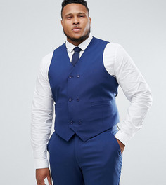 Темно-синий приталенный жилет с принтом на подкладке ASOS PLUS