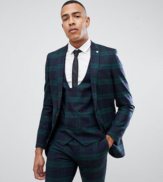 Зеленый супероблегающий пиджак в клетку Twisted Tailor