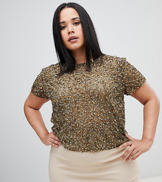 Футболка с пайетками ASOS DESIGN Curve-Зеленый