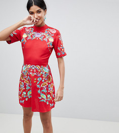 Платье мини с вышивкой ASOS TALL PREMIUM-Красный