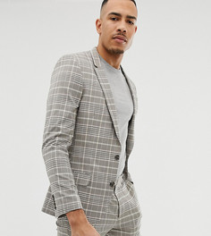 Светло-бежевый приталенный пиджак в клетку ASOS DESIGN Tall
