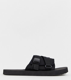 Черные шлепанцы для широкой стопы с ремешками ASOS DESIGN-Черный