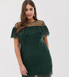Кружевное платье с открытыми плечами Lovedrobe-Зеленый
