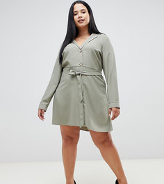Платье-рубашка мини с пуговицами ASOS DESIGN Curve-Зеленый