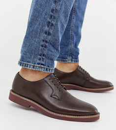 Коричневые кожаные туфли на шнуровке для широкой стопы ASOS DESIGN-Коричневый