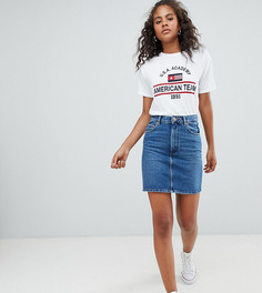Синяя выбеленная джинсовая юбка с завышенной талией ASOS DESIGN Tall-Синий