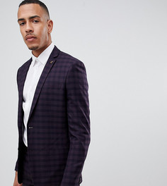 Бордовый клетчатый пиджак зауженного кроя Farah Hurstleigh-Красный