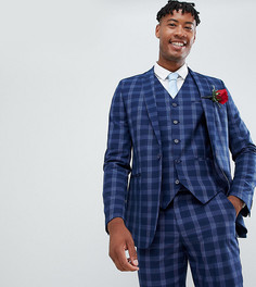 Пиджак скинни в клетку ASOS DESIGN Tall Wedding-Синий