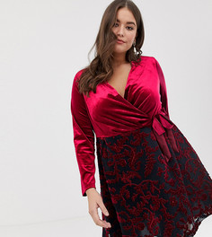 Бархатное платье с запахом Lovedrobe-Красный