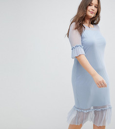 Сетчатое ярусное платье с оборками Junarose-Синий