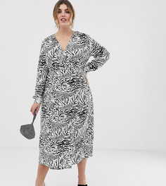 Жаккардовое черно-белое платье макси эксклюзивно для ASOS DESIGN Curve-Мульти