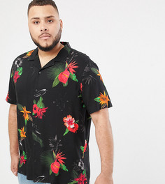 Черная рубашка классического кроя с цветочным принтом ASOS DESIGN Plus-Черный