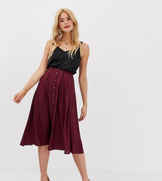 Юбка миди со складками и пуговицами ASOS DESIGN Tall-Фиолетовый