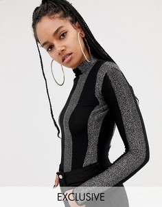 Боди в блестящую полоску с высоким воротом ASOS DESIGN x LaQuan Smith-Мульти