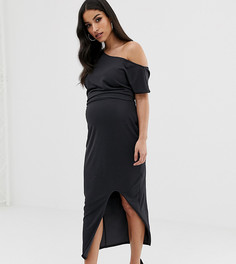 Платье миди с драпировкой ASOS DESIGN Maternity-Серый