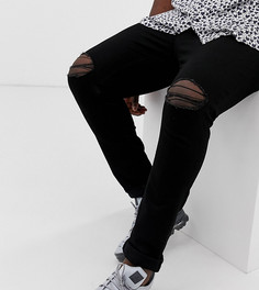 Джинсы скинни с рваной отделкой ASOS DESIGN Plus-Черный