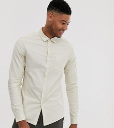 Светло-бежевая облегающая повседневная оксфордская рубашка ASOS DESIGN Tall-Кремовый