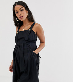 Джинсовый сарафан мини с карманами ASOS DESIGN Maternity-Черный
