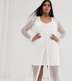 Декорированное платье миди ASOS DESIGN Curve-Белый