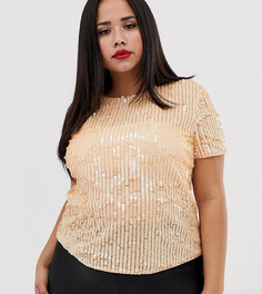Футболка с пайетками ASOS DESIGN Curve-Оранжевый