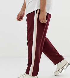 Бордовые брюки зауженного кроя с двойными полосками по бокам ASOS DESIGN Plus-Красный