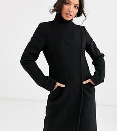 Черное пальто с запахом ASOS DESIGN Tall-Черный