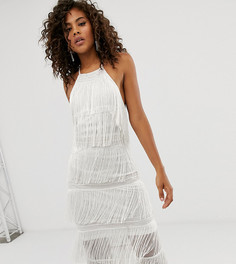 Платье-халтер миди с бахромой ASOS DESIGN Tall-Белый