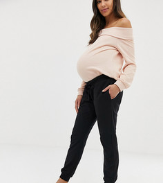 Базовые джоггеры с посадкой под животом и поясом на шнурке ASOS DESIGN Maternity-Черный