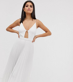 Плиссированное платье миди ASOS DESIGN Tall-Белый