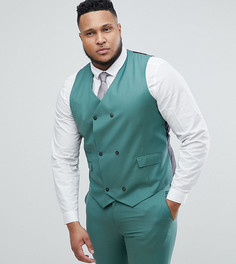 Зеленый жилет узкого кроя из 100% шерсти ASOS PLUS Wedding