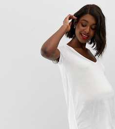 Белая футболка с короткими рукавами и V-образным вырезом ASOS DESIGN Maternity-Белый