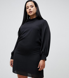 Полупрозрачное платье мини с высоким воротом ASOS DESIGN Curve-Черный