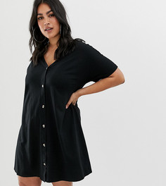 Свободное платье мини на пуговицах ASOS DESIGN Curve-Черный