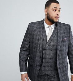 Серый пиджак узкого кроя в клетку Jacamo