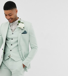 Свадебный облегающий пиджак с зеленым штрихованным узором ASOS DESIGN Tall-Зеленый