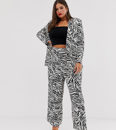 Брюки с широкими штанинами и принтом "зебра" ASOS DESIGN curve-Мульти