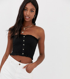 Присборенный топ-бандо на пуговицах ASOS DESIGN Tall-Черный