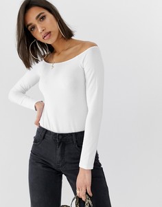 Белый лонгслив с открытыми плечами ASOS DESIGN