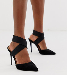 Черные туфли для широкой стопы на высоком каблуке с эластичным ремешком ASOS DESIGN Payback-Черный