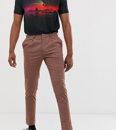 Строгие укороченные брюки скинни с атласным кантом ASOS DESIGN Tall-Коричневый